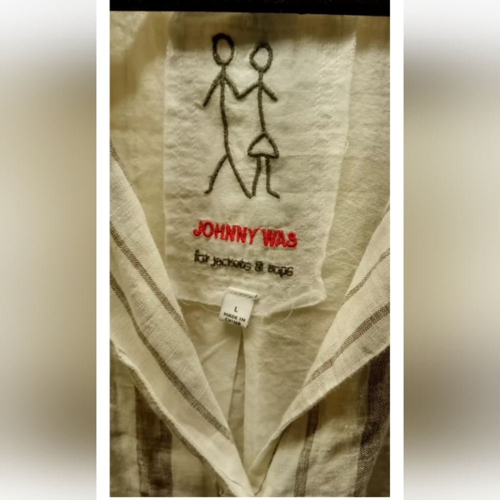 Johnny Was Zona Stripe Linen Jacket Large - Picture 11 of 12